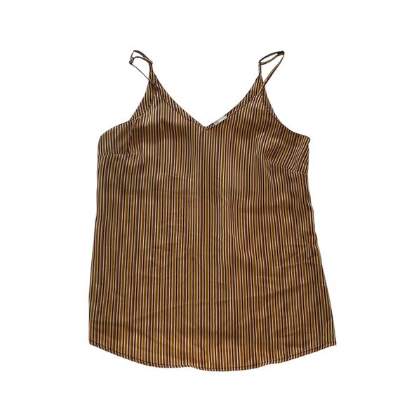 Japna Neutral Brown Striped Satin Cami / Camisole, Size M - Picture 7 of 12